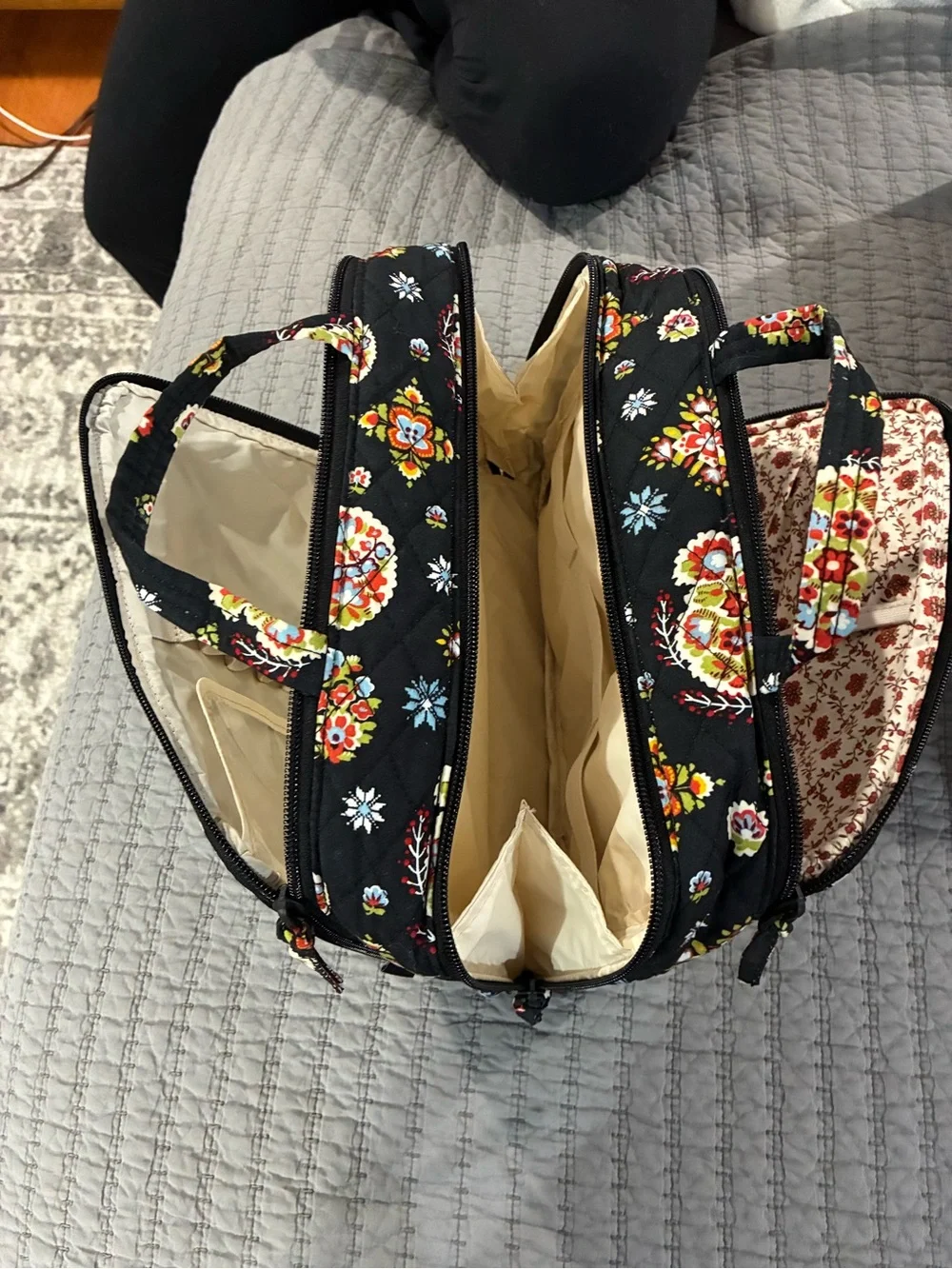 Vera Bradley Black Quilted Floral Cosmetic Organizer